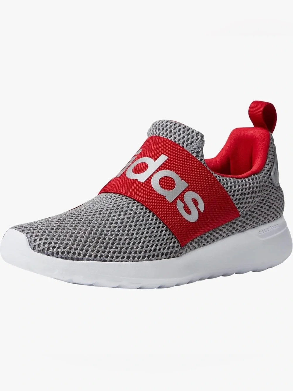 adidas Toddler Grey Mesh Slip-On Sneaker with Red Strap